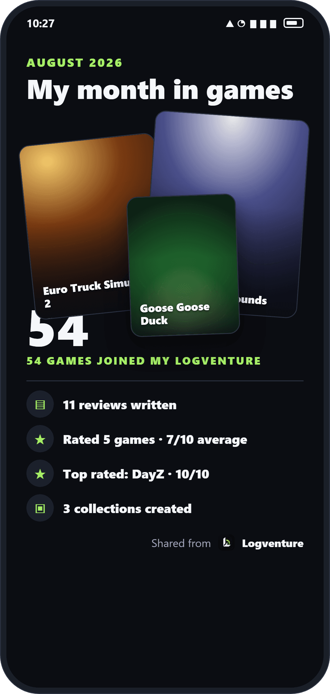 Monthly recap share card